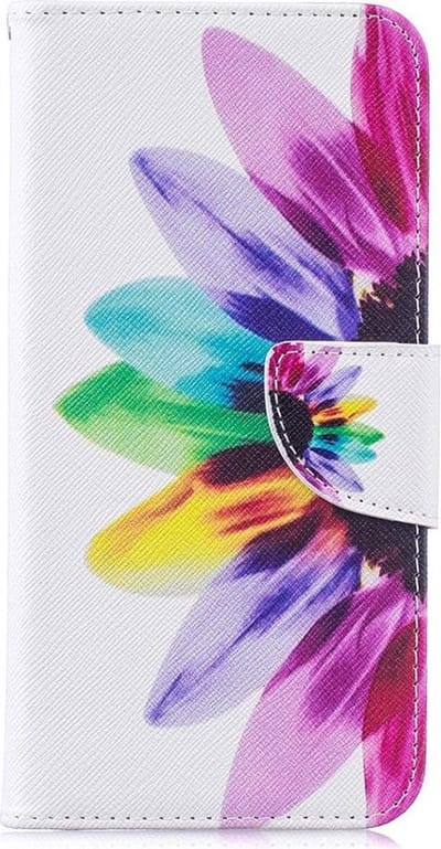 Shop4 - Geschikt voor Samsung Galaxy M20 (Power) Hoesje - Wallet Case Gekleurde Bloem