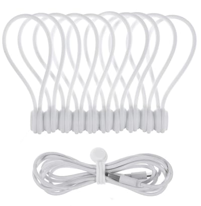 Dailygoods - Magnetische Kabelbinders - Herbruikbare Kabelorganizer - Siliconen - Wit - USB-kabelmanagement - Voor Kantoor en Thuis