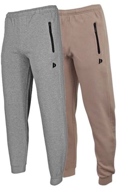 2-Pack Donnay - Joggingbroek met elastiek (Jack) - Sportbroek - Heren - Silver-marl/Taupe-grey (726) - maat S