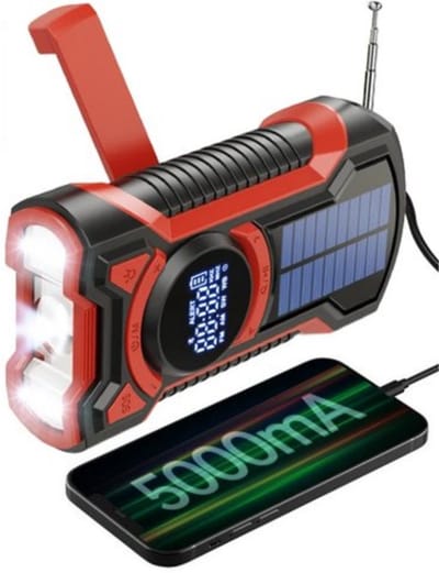 Stemily Noodradio - Solar - Opwindbaar - Batterij - Noodpakket - Draagbare Radio - Powerbank - Zaklamp - SOS Alarm