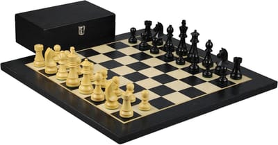 Schaakset - Strategisch spel - Familie spel - Handgemaakte stukken - 50 cm bord - Zwart