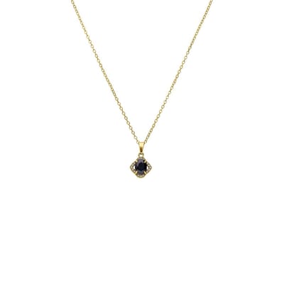 Lucardi Dames Stalen goldplated vintage ketting met zwart zirkonia - Ketting - Staal - Goudkleurig - 47 cm