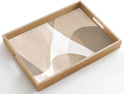 Dienblad hout 50x35 cm - Schootdienblad - Vloeiende vlakken - Harmonieus - Golvend - Borrelplank rechthoek - Plateau dienbladen