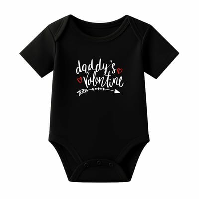Romper Daddy's Valentine - zwart - 74/80 - korte mouw