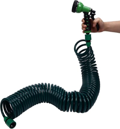 Tuinslang - Zelf oprollende water slang - EVA terugrollende tuinslang met sproeier - 15m telescopische lente slang voor het bewateren van planten - Tuin sproeier met 7 standen en slang
