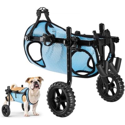 VEVOR Hondenrolstoel voor Achterpoten, Verstelbare Rolstoel voor Huisdieren, Lichtgewicht Hondenkar met Schokabsorberende Wielen, Loophulpmiddel voor Gehandicapte, Verlamde en Gewonde Honden Tot 15 Kg, M