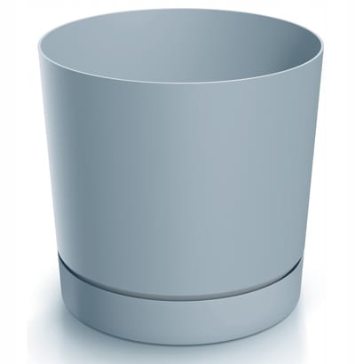 Prosperplast Tubo Serie - Bloempot met Schotel - 11 cm - Mat Grijs - Kunststof