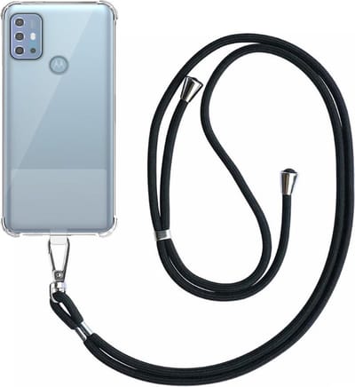 Telefoonhoesje Geschikt voor Motorola Moto G10 / G20 / G30 Transparant ShockProof met Afneembaar Universeel Telefoonkoord - Cover Case Siliconen ShockProof with Lanyard - Smartphonica
