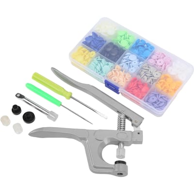 Boutons Colorés Faciles à Utiliser Durables Large Gamme Boucle Décorative pour Décoration de Vêtements avec Outil d'Installation gray