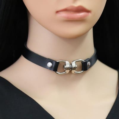 Nieuwigheid Cosplay Unieke Choker Kraag Voor Vrouwen Meisjes Ketting Metaal Leer Choker Goth Anime Rollenspel Cadeau Sieraden Accessoire brown