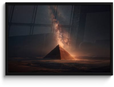 Poster in lijst - Fotolijst 90x60 cm - Posters - Piramide - Woestijn - Licht - Posterlijst zwart - Decoratie - Wanddecoratie woonkamer - Muurdecoratie slaapkamer