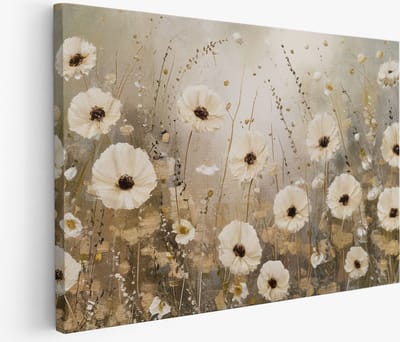 Saammp Muurcirkel Hout - Oranje Bloemenveld - Natuur - Abstract - Ø 90 - Wandcirkel - Wanddecoratie Cirkel - Muurdecoratie Woonkamer - Kantoor Decoratie
