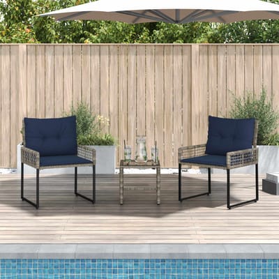 vidaXL - Buitenmeubels - set - 3 - st - Grijs - en - Marineblauw