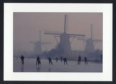 Schaatsers en molens - Winterkaarten - Set van 10 enkele kaarten met eco-katoen enveloppen