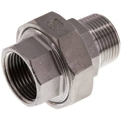 Rp 1'' x R 1'' F/M RVS Borstnippel 3-delig met Vlakke afdichting 16 Bar - FL2S-FM-SHP-100R-T