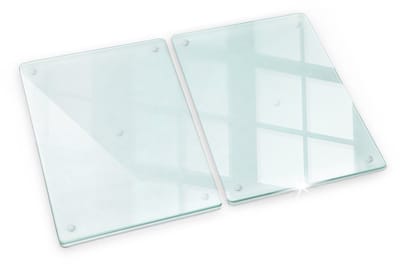 Tulup Glazen Snijplank - SET van 2 STUKS 40 x 52 cm - Snijplank Glas - Rechthoekig Keukenbenodigdheden - Transparant Snijplank Glas - Serveerplank van glas