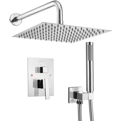 Douchekraan Set 10  Vierkante Regen Douchekop en Handdouche Set Zilver Chroom