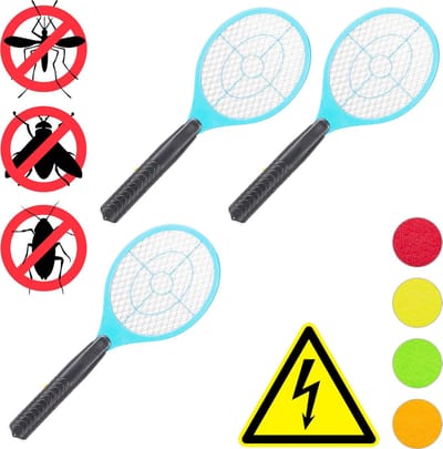 3x elektrische vliegenmepper - tegen muggen, insecten & vliegen - blauw -