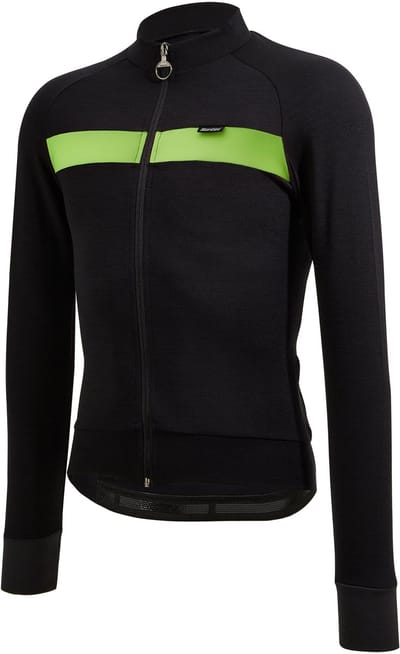 Santini Fietsshirt lange mouwen Heren Fluo - Adapt Wool - Thermal Jersey Fluo Green - XL