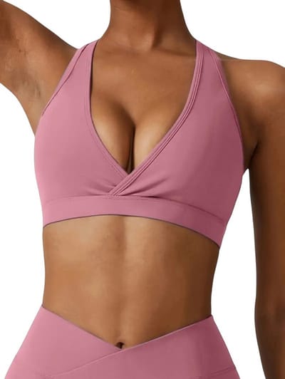 SparkNine Glowbra sportbeha dames - hoge ondersteuning - XL - roze - kruisrug - ademend & stijlvol - met verwijderbare pads - glanzend & zacht