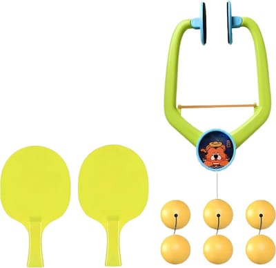 Tafeltennis Trainer Kit - Pingpong Set - Hand-Oog Coördinatie - Cartoon Ontwerp - Verstelbare Hoogte - Groen Blauw