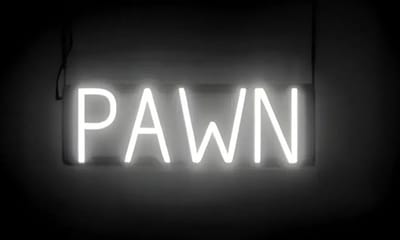 PAWN - Lichtreclame Neon LED bord verlicht | SpellBrite | 49 x 16 cm | 6 Dimstanden - 8 Lichtanimaties | Reclamebord neon verlichting
