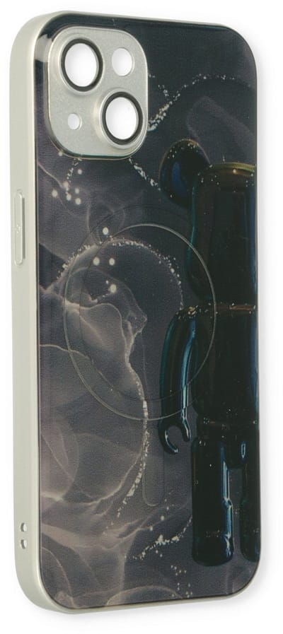 Casemania Hoesje Geschikt voor Apple iPhone 13 - Zwart - Siliconen Marmer Back Cover - Geschikt voor MagSafe