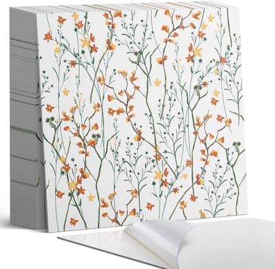 Coloray Plaktegels - Bloemenpatroon op de achtergrond Zelfklevende Tegels - 20 cm x 20 cm - Oranje Plaktegels - 20 stuks - Vierkant PVC Tegels - Plaktegels Badkamer - Plaktegels Vloer - Vinyltegels Vloer Zelfklevend - Wandtegel Zelfklevend