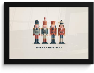 Poster in lijst - Fotolijst 30x20 cm - Posters - Notenkrakers - Minimalistisch - Kerst - Beige - Posterlijst zwart - Decoratie - Wanddecoratie woonkamer - Muurdecoratie slaapkamer - Kerstversiering - Kerstdecoratie voor binnen - Kerstmis
