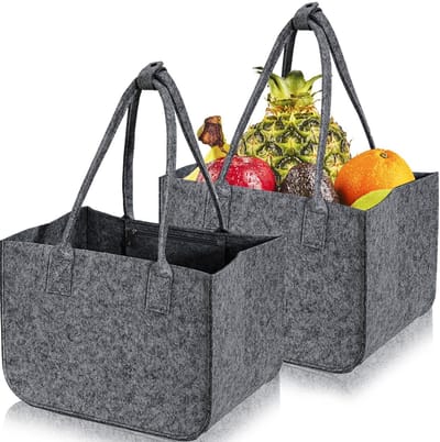 Dailygoods- Shopper Grote Capaciteit 30L - Opvouwbare Tas - Vilt Mand - Handvat - Multifunctionele Opbergmand - 40 x 27 x 27 cm