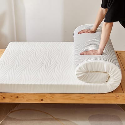 Campingmatras Traagschuim - Opvouwbaar Logeerbed - Comfortabel Slapen - Antislip Bodem - 180 x 200 cm - Wit