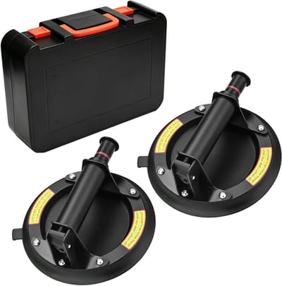 Zuignappen Set - Glaslifters - Zware Objecten Verplaatsen - Krachtige Vacuüm Hefkracht - 20 cm Diameter - Zwart