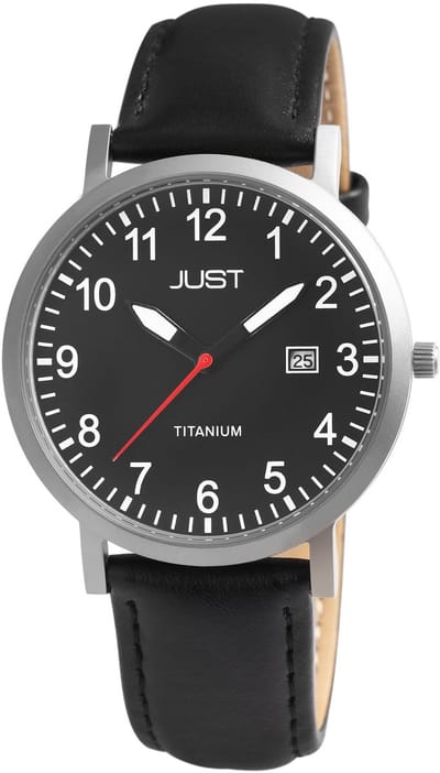 JUST Herenhorloge van echt leer Keenan Titan, heren, 5 ATM, band van echt leer, diameter 40 mm