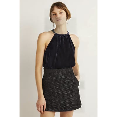 Boden Halterneck Velvet Top Nvy Maat: 22 | Mouwloze Tops Outlet | Dames | Zwart