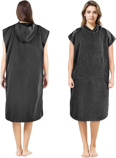 Unisex Microfibre Towel Poncho 110 x 78 cm - Sneldrogende Badponcho met Kap voor Volwassenen, Ideaal voor Strand en Surfactiviteiten