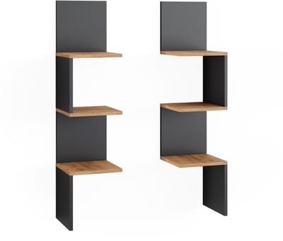 Vicco Paolo Hoekplank – 28 x 116.4 cm Set van 2 Antraciet