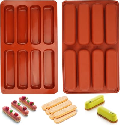 Famanu - 2 stuks Bakvorm voor mueslirepen, rechthoekige siliconen vorm voor mueslirepen, energiereep, siliconen vorm, anti-aanbakvorm voor muffin, chocolade, brownie, cheesecake, chocoladerepen