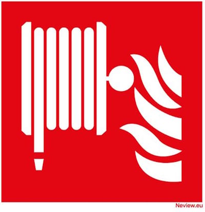 Bordje "Brandslang" - 10 x 10 cm - Voor binnen & buiten - ISO 7010 F002 - Brandblusser pictogram