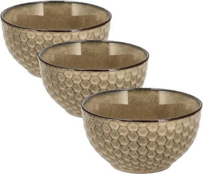 Ramen Kommen Set van 3 – Aardewerk Soepkommen Zonder Oor – Schalen en Kommen voor Soep, Noodles, Salade, Ontbijt en Fruitschaal – Ø14 cm – Vaatwasser Veilig