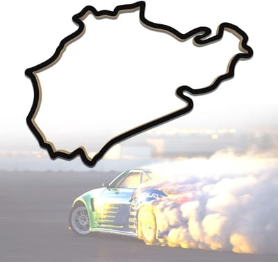 Houten sculptuur racebaan Nürburgring - wanddecoratie voor autoracefans - 1 stuk - zwart - hout - 46 cm