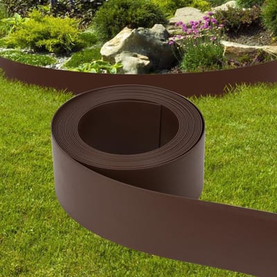 Kunststof Gazonrand - Plastic Grasrand - Tuin Afscheiden - UV en Weerbestendig - 25 m x 10 cm - Bruin