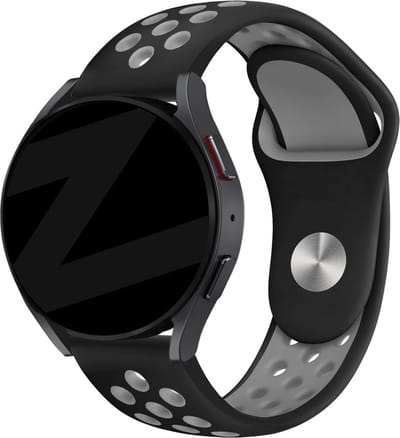 Bandz universeel 22mm sport band 'Deluxe' geschikt voor Samsung Galaxy Watch 3 45mm / Watch 1 46mm / Gear S3 - Polar Vantage M / M2 / Grit X - Huawei Watch GT 1/2/3/4 46mm / GT 5 & 5 Pro (46mm) / GT 2 Pro - Hoogwaardig siliconen - zwart & grijs