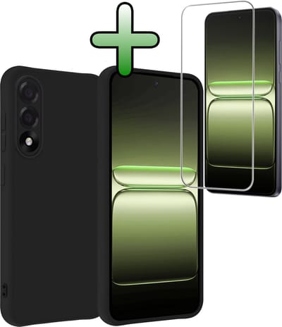 Hoesje Met Screenprotector - Geschikt voor OnePlus Nord 5 - Sterk & Shockproof - Back Cover - Siliconen Case - Telefoon Hoes - Zwart