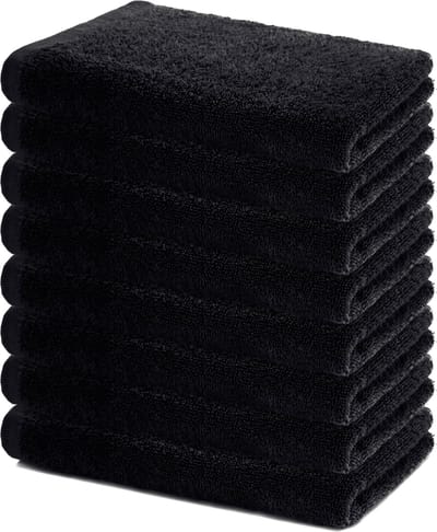 Lavea® Set van 8 Handdoeken 40x70 cm – Set Douchehanddoeken Zacht en Absorberend – 100% Katoen – Oeko-TEX 100 – Wasbaar op 60°C – voor Badkamer, Gastentoilet en Fitness – Zwart