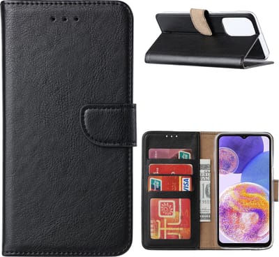 Hoesje Geschikt Voor Samsung Galaxy A23 (4G) Hoesje Zwart – Hoesje Geschikt Voor Samsung Galaxy A23 (4G) hoesje – Hoesje Geschikt Voor Samsung Galaxy A23 (4G) case – A23 (4G) Bookcase - Ntech