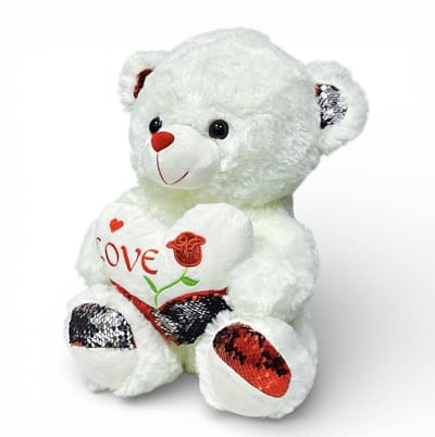 Knuffelbeer Love – 40 cm - Teddybeer - beer met een Hartje - zachte beertje Wit