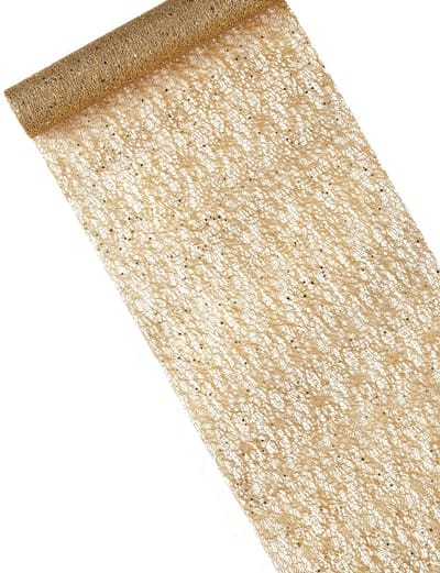 HOBI - Gouden metallic tafelloper met pailletten 28 cm x 5 m