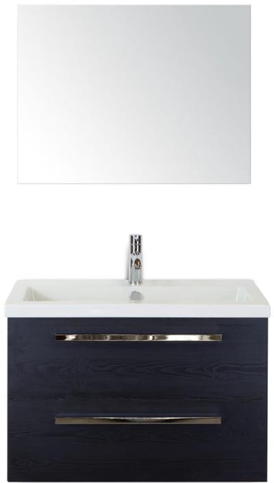 Seville Badmeubelset 80 cm - Black Oak - Keramische Wastafel Wit Djazz met Spiegel