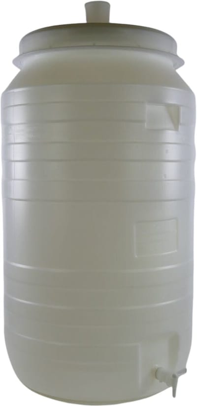Robuust 210 Liter Kunststof Drankvat met Kraan en Waterslot - Ideaal voor Drankbereiding en Veilige Vloeistofopslag
