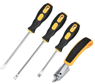 Professionele Verwijdertools voor Bekleding - 4-delige Set met Tack Puller, Nagelverwijderaar en Rubber Handvatten voor Efficiënt Werk